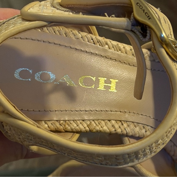 Coach Tan Woven Platform Sandals - Picture 6 of 7